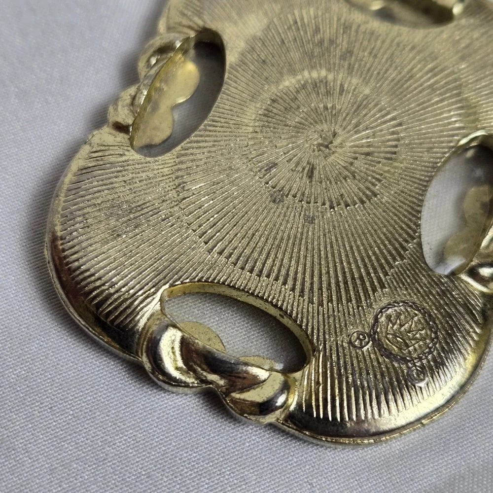 Photo Frame Keychain Charm Enamel Details Crown Mark Gold Tone Vintage 2